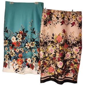 Two ECI New York Multicolor Floral Skirts - Size Medium